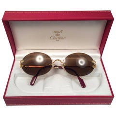 New Vintage Cartier Scala 45mm Special Edition Gold Rimless France Sunglasses