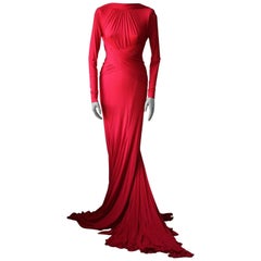 Guy Laroche By Herve L. Leroux Long-Sleeved Backless Gown