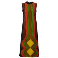 Yves Saint Laurent Multicolored Print Terry Cloth Caftan Dress, 1970s