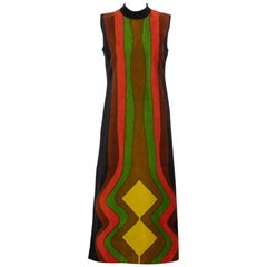 Used Yves Saint Laurent Multicolored Print Terry Cloth Caftan Dress, 1970s 