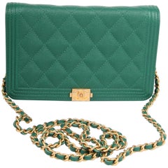 Chanel WOC Wallet on Chain Boy Bag - emerald green