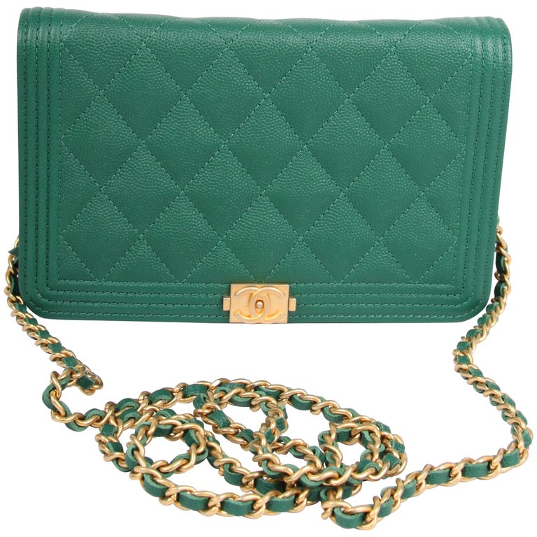 Chanel WOC Wallet on Chain Boy Bag emerald green at 1stDibs emerald