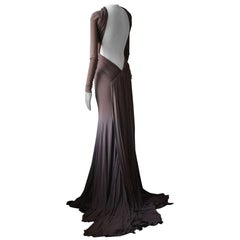 Guy Laroche by Herve L. Leroux Long-Sleeve Backless Gown