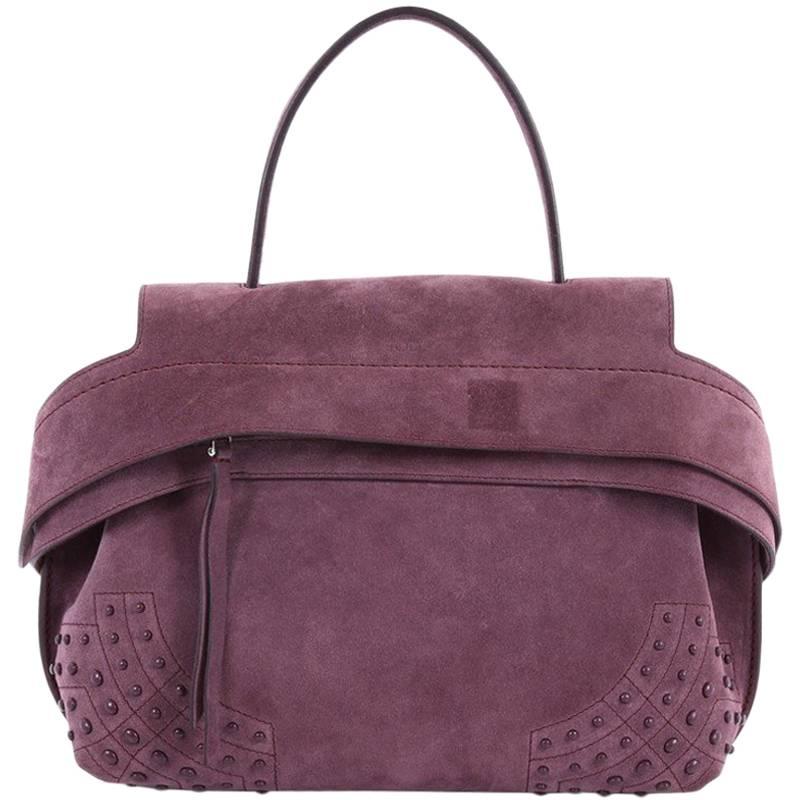 Tod's Studded Convertible Wave Bag Suede Medium 