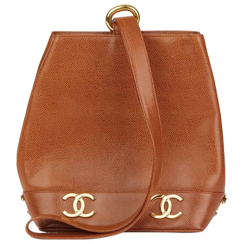 Chanel Brown Caviar Leather Vintage Bucket Bag