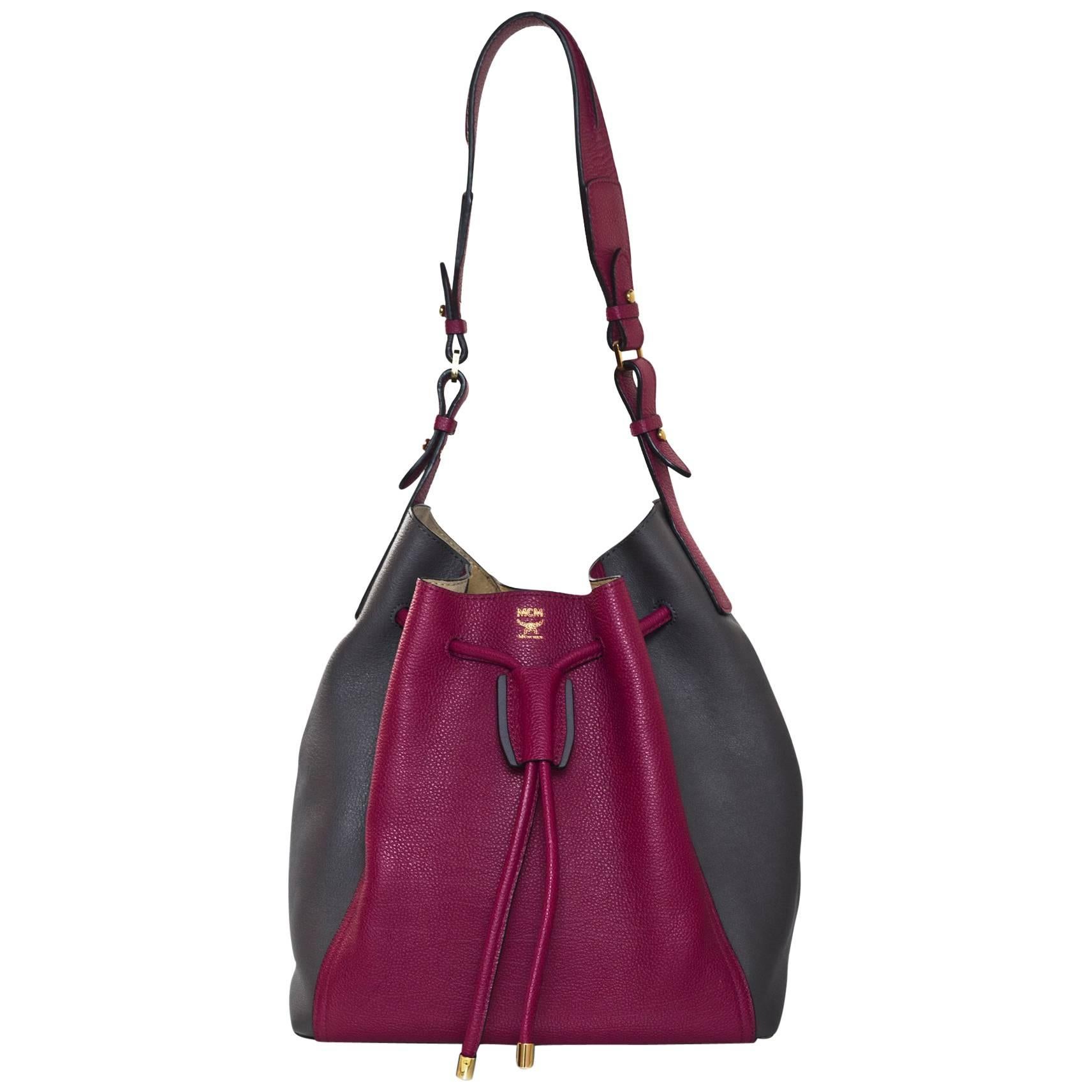  MCM Scooter Red & Grey Large Milla Bucket Bag 