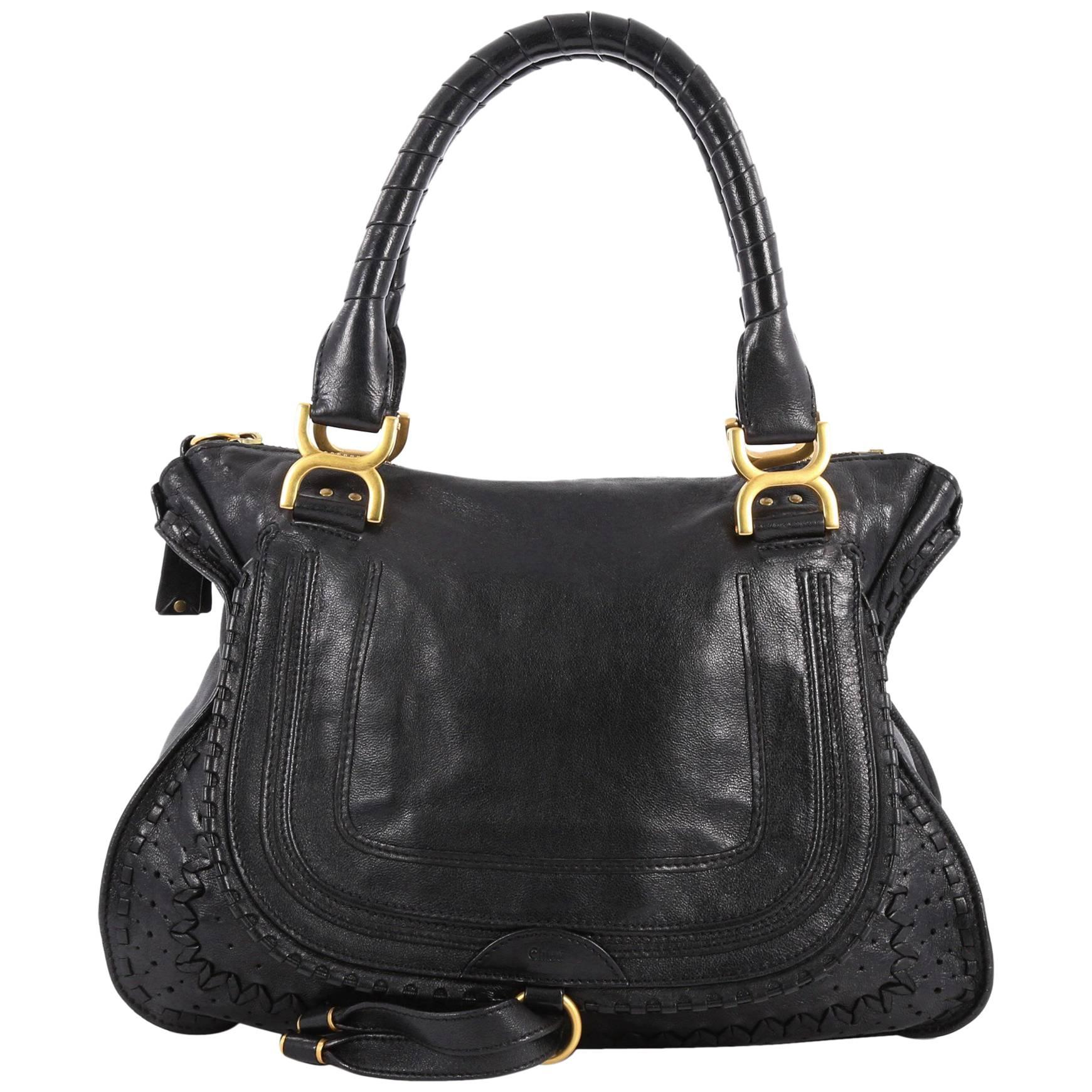 Chloe Marcie Shoulder Bag Whipstitch Leather Medium