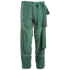 Balenciaga Nicolas Ghesquière green cotton and corduroy cargo pants, S / S 2002