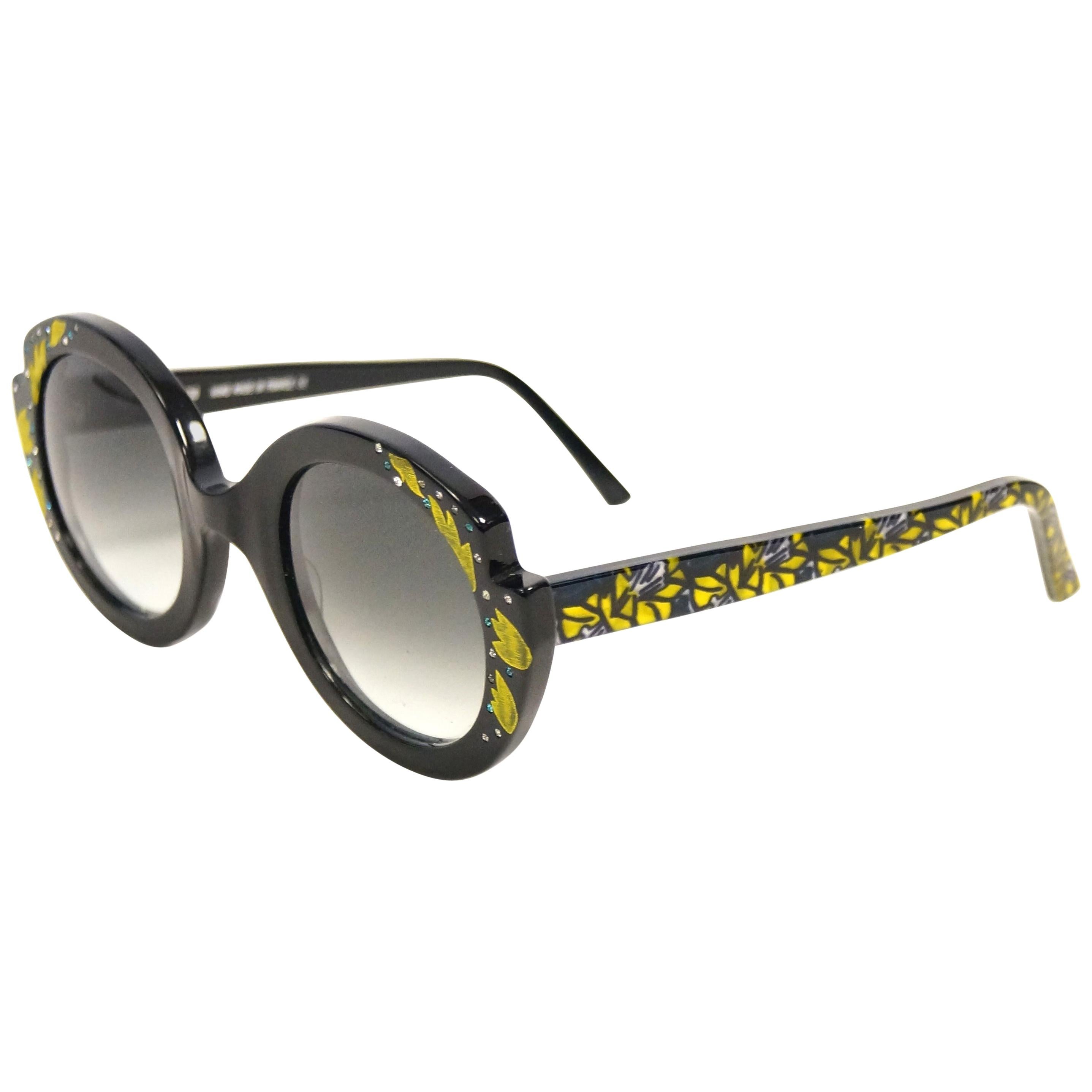 Francis Klein “Bleuet” Handmade and Handpainted Sunglasses Made In France For Sale