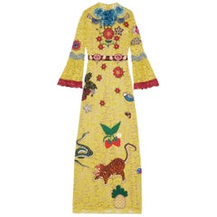 Gucci Yellow Lace Embroidered Runway Dress / Gown, Cruise 2016 - Retail $21, 000