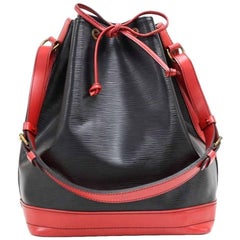 Vintage Louis Vuitton Noe Large Red Black Vio Epi Leather Shoulder Bag