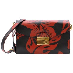 Prada Hibiscus Print Leather Strap Bag