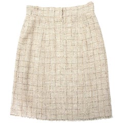 Chanel Beige Tweed Midi Skirt - Size 40 (FR)