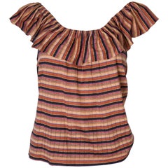  A Vintage 1970s striped off shoulder summer top by Yves Saint Laurent 