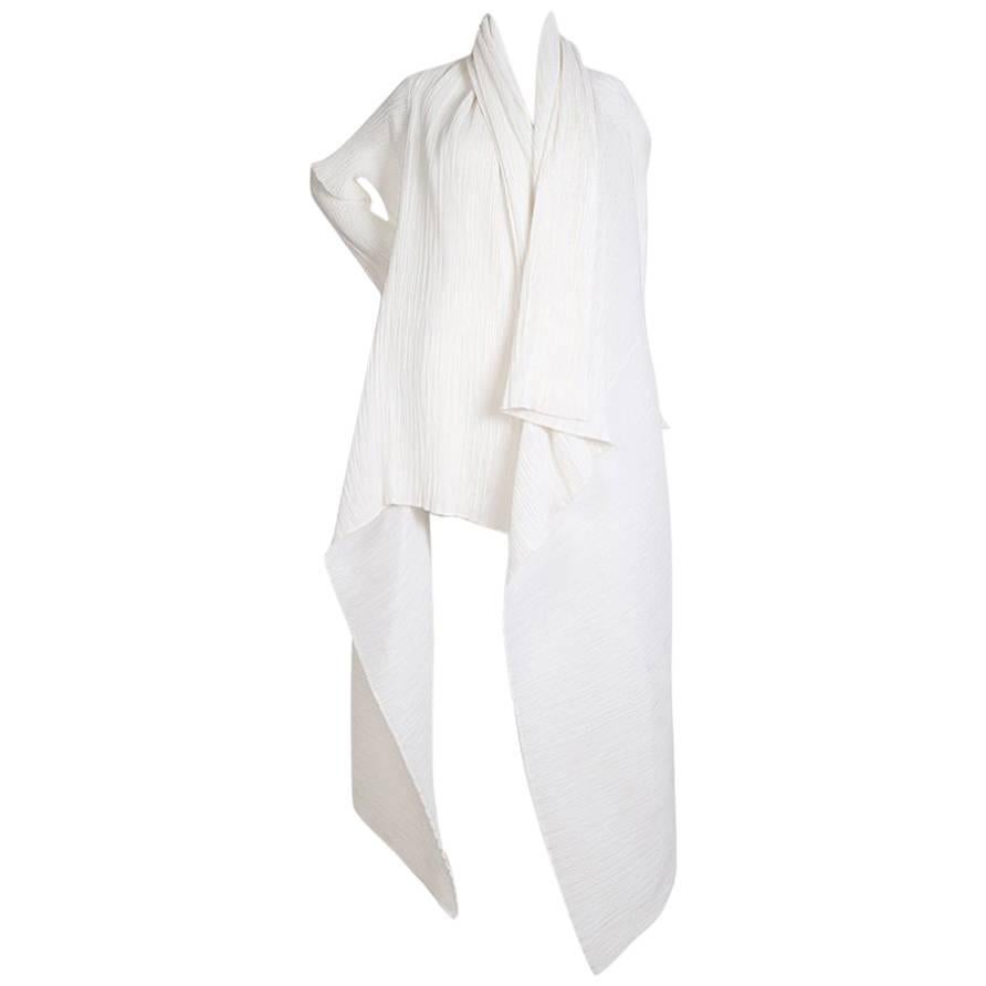 Issey Miyake Vintage White Pleats Please Wrap Coat