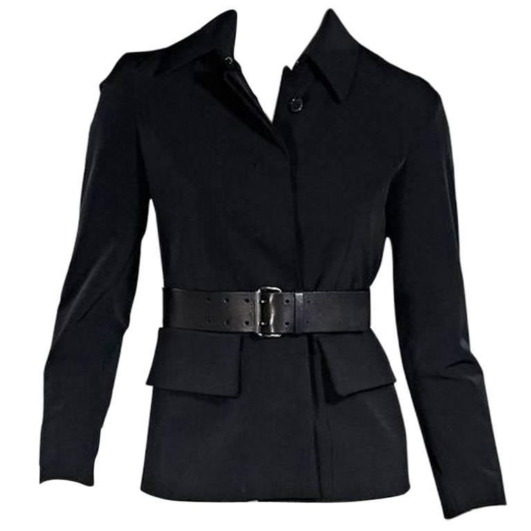 Black Prada Nylon Belted Jacket