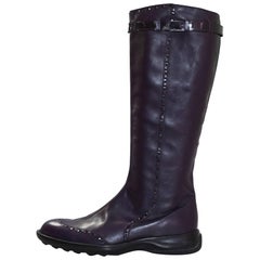 TOD's Purple Leather Boots Sz 38.5
