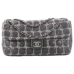 Chanel Tweed Square Stitch Flap Bag Quilted Lambskin Maxi