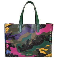 Valentino Camouflage Multicolor Tote Rockstud Bag