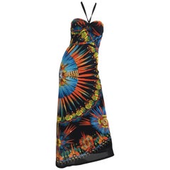 Jean Paul Gaultier Soleil Feather Print Maxi Dress
