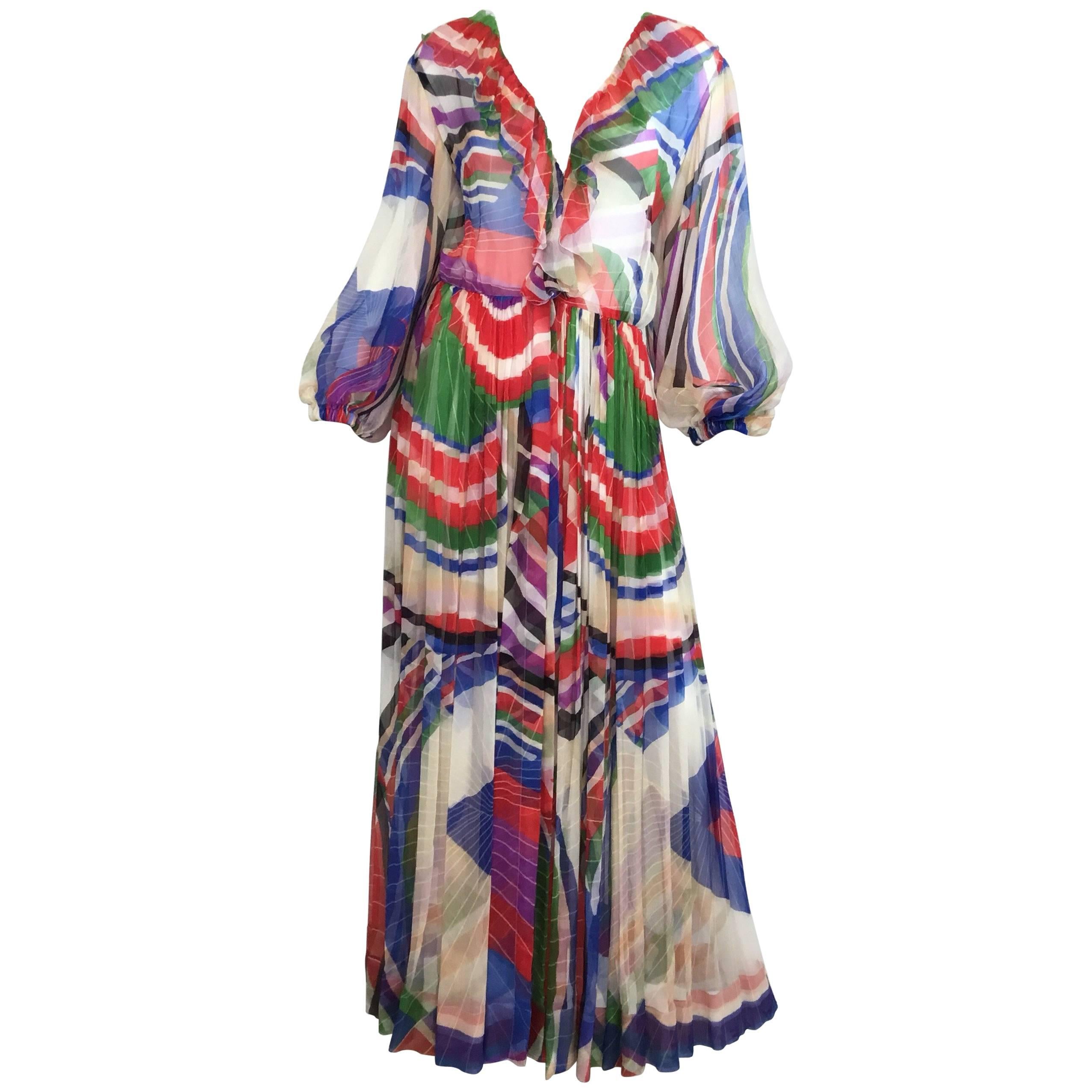 Chanel Chiffon Silk Print Caftan Gown, 2006