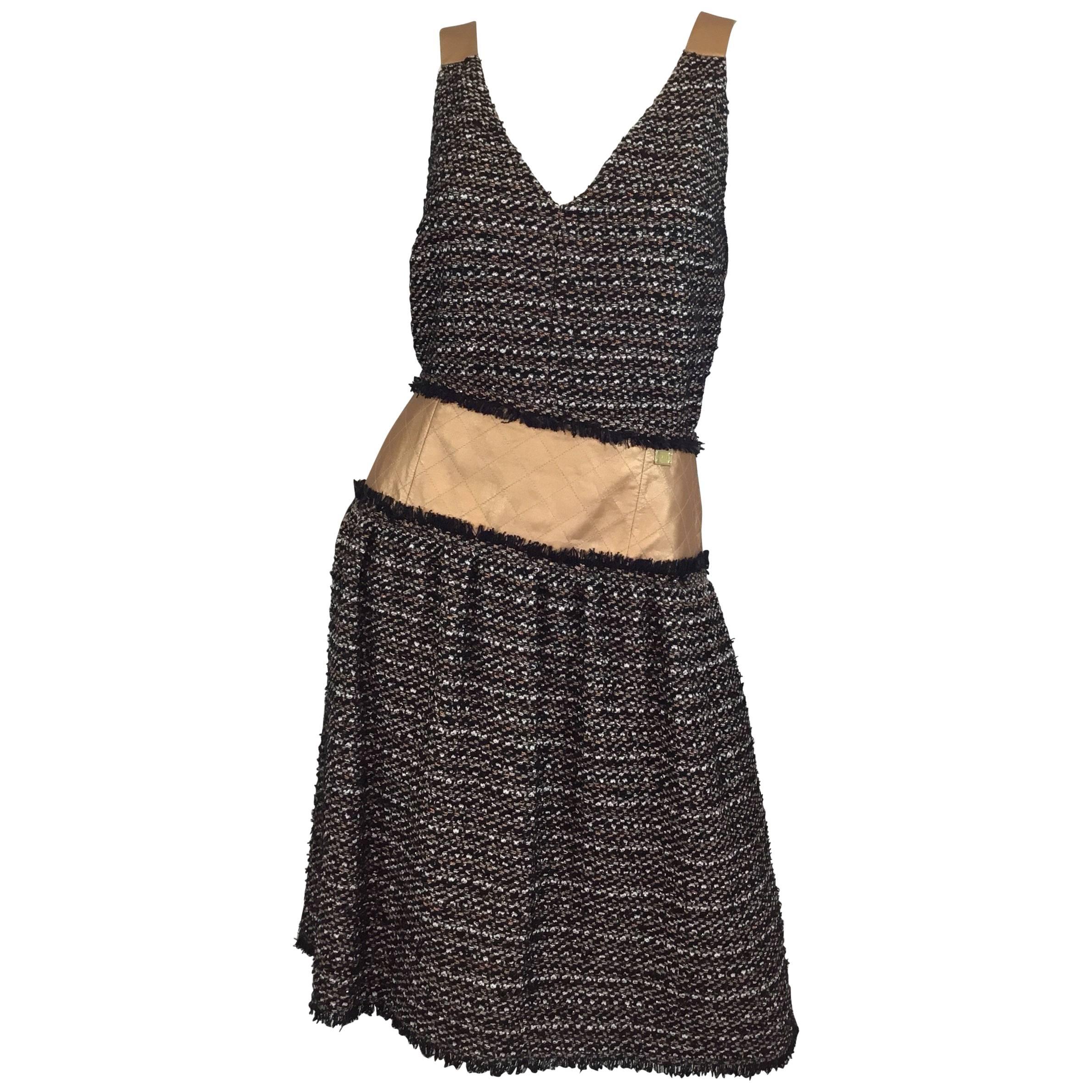 Chanel 2005 A Collection Tweed and Leather Skirt Set For Sale