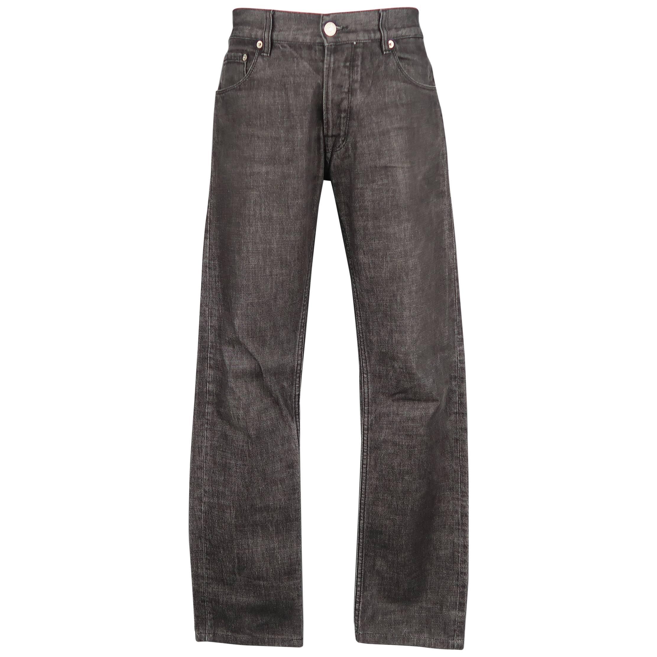 Men's JIL SANDER Size 32 Charcoal Raw Denim Tapered Jeans
