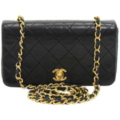 Vintage Chanel Black Quilted Leather Shoulder Flap Mini Bag Ex