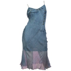 Christian Dior Denim Trompe l'oeil Silk Dress, Spring / Summer 2000 