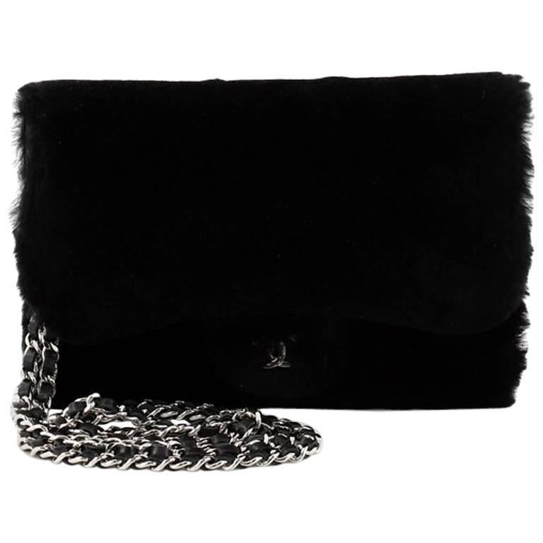 Chanel Classic Wallet On Chain Rabbit Fur at 1stDibs