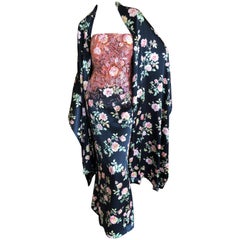 Badgley Mischka VIntage Beaded Silk Floral Ballgown with Wide Matching Shawl 