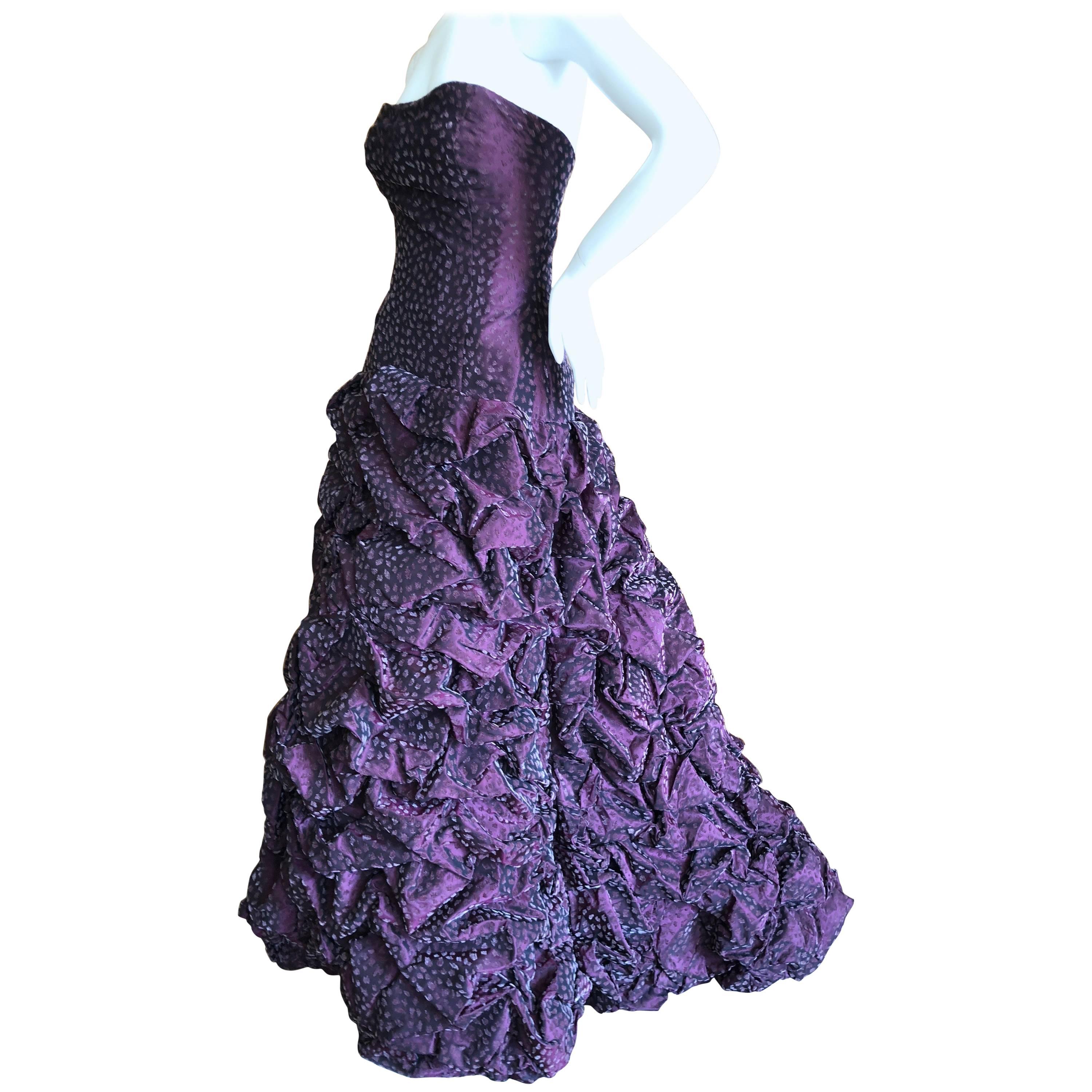 Michael Casey Couture Neiman Marcus '80's Purple Flocked Velvet Strapless Gown For Sale
