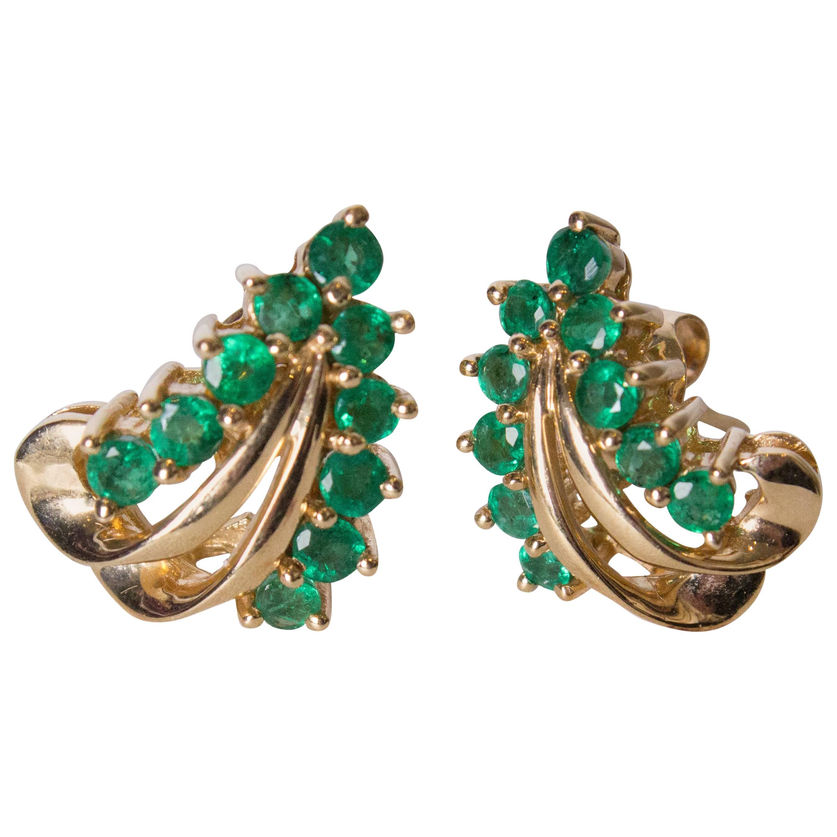 Emerald and Gold Earrings for Pierced Ears