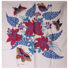 A Vintage 1990s silk floral printed scarf by Jim Thompson