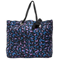 LANVIN Tote Bag in Blue, Purple, Black Printed Fabric