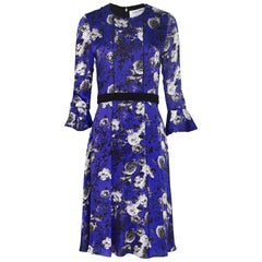 Prabal Gurung Blue Silk Floral Dress Sz 6