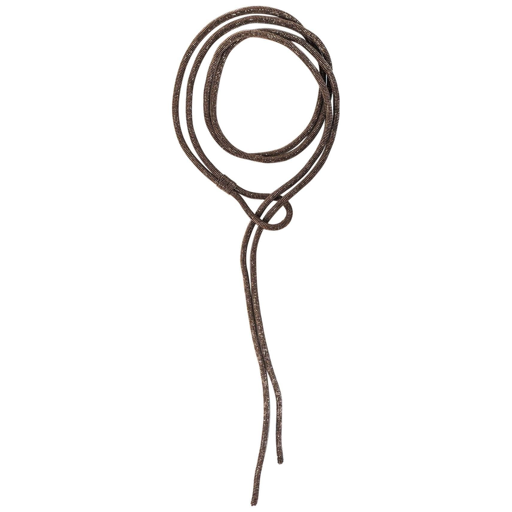 Brunello Cucinelli NWT 2018Bronze Monili Precious Double Loop Necklace rt. $1895