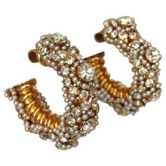 William De Lillo Crystal Rhinestone Encrusted Hoops