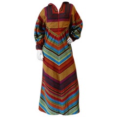 Retro Rikma Rainbow Stripe Hooded Zip Up Dress, 1970s 