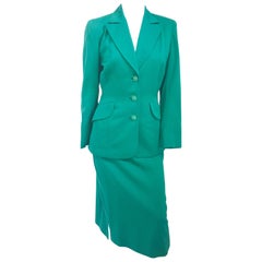 Conjunto de traje verde Kelly de los años 40