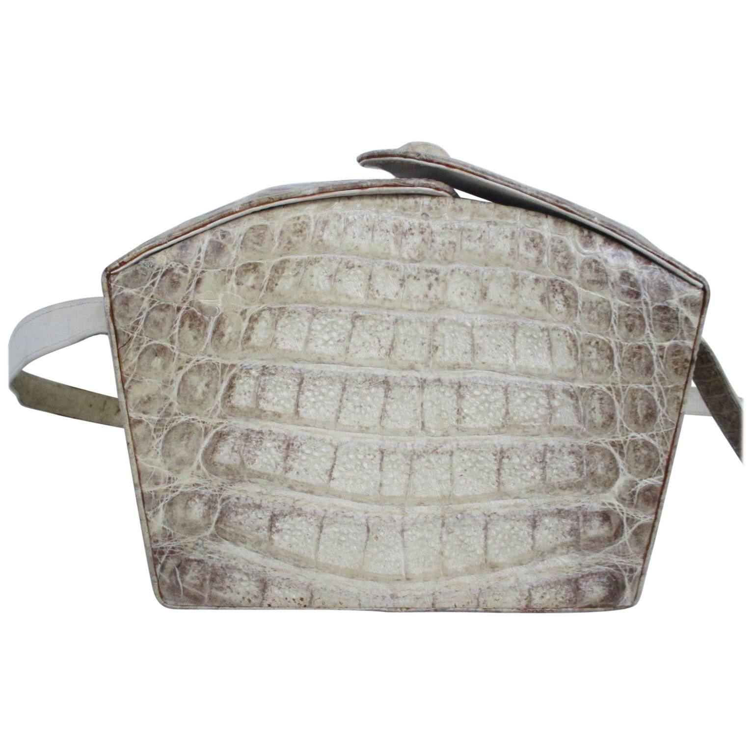 Art deco Himalaya Croco Leather Cross Bag For Sale