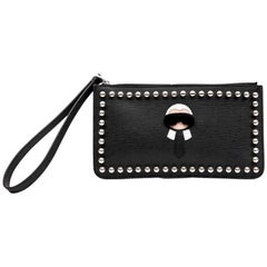 FENDI 'Karlito' by Karl Lagerfeld Clutch in Black Studded Leather at 1stDibs
