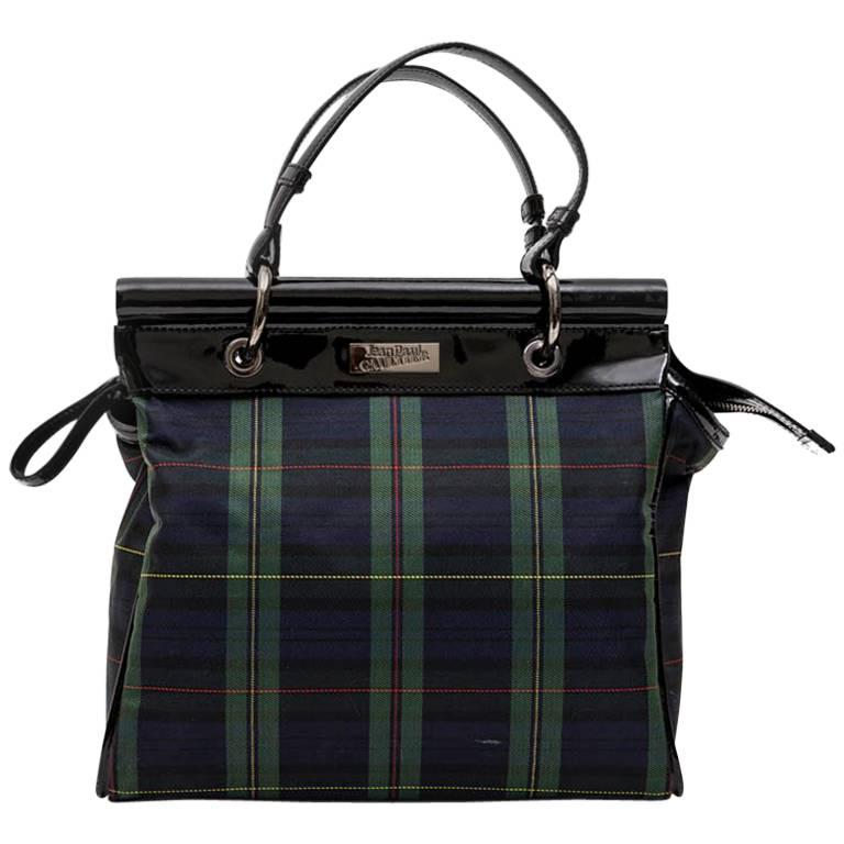 JEAN PAUL GAULTIER Bag in Prince de Galles Canvas and Black Patent