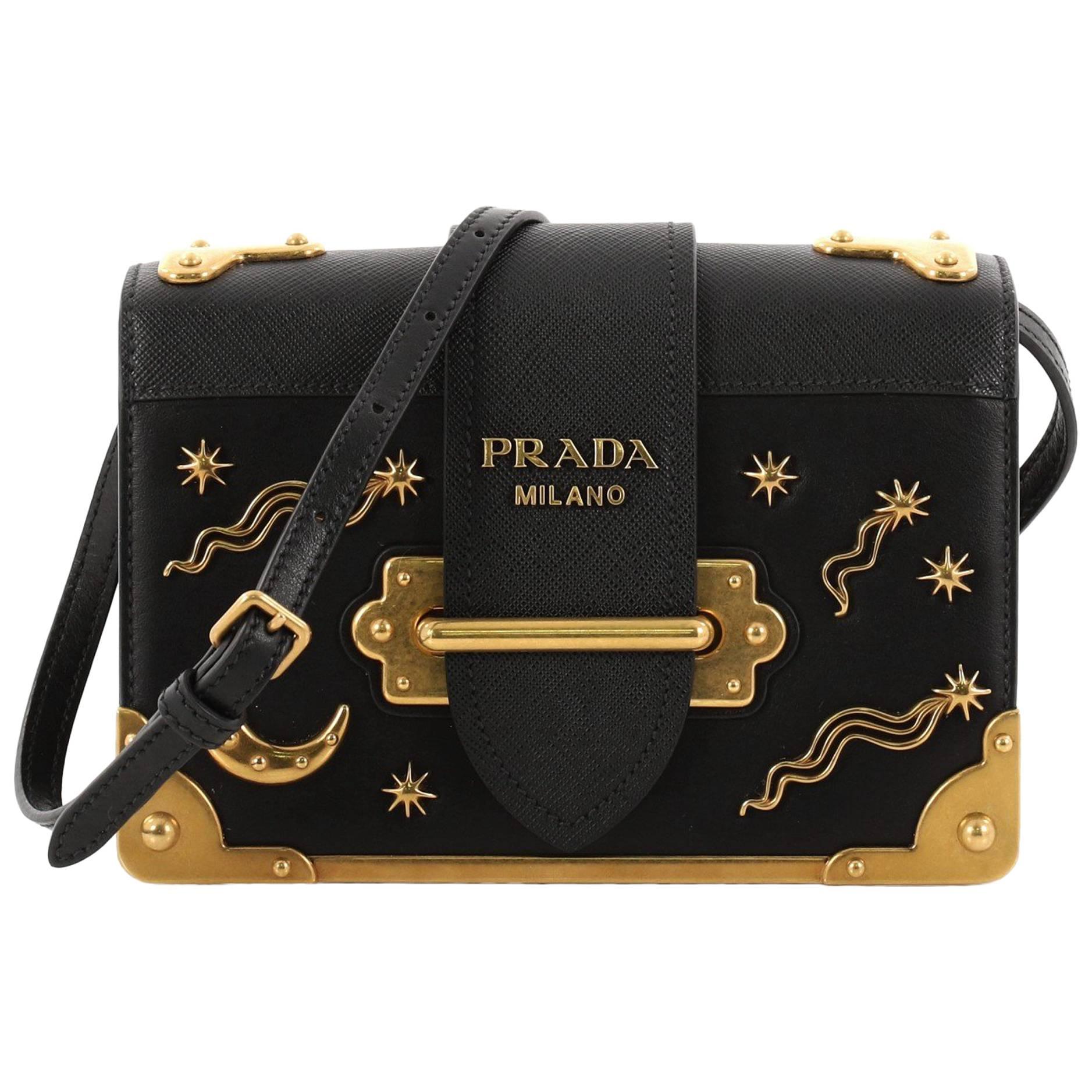 Prada Quilted Tessuto Nylon Chain Black Convertible Shoulder Bag 1BH026:  Handbags: Amazon.com