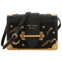 Used Prada Cahier Crossbody Bag Embellished Leather Small