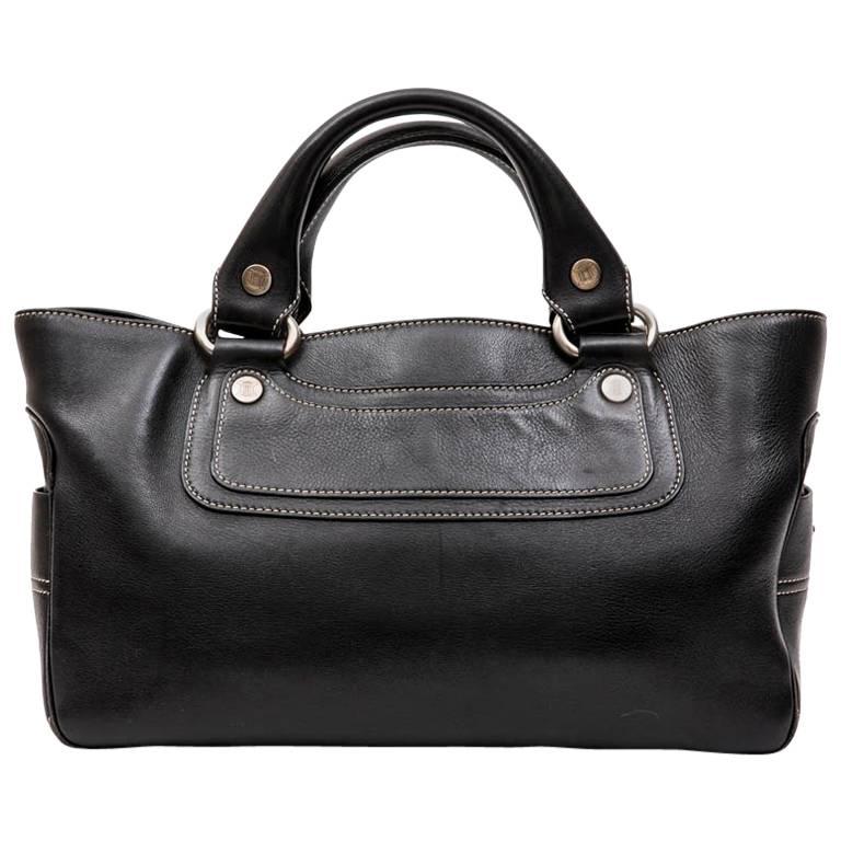 CELINE Bag in Black Smooth Calf Leather with Beige Stitching