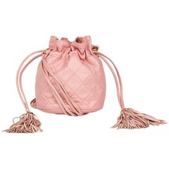 1990 Chanel Pink Quilted Lambskin Vintage Timeless Bucket Bag