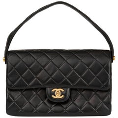 1996 Chanel Black Quilted Lambskin Vintage Medium Double Sided Classic Flap Bag