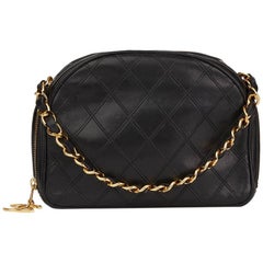 1986 Chanel Black Quilted Lambskin Vintage Timeless Charm Bag