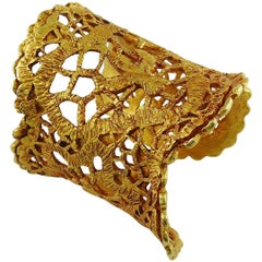 Christian Lacroix Vintage Gold Toned Openwork Cuff Bracelet